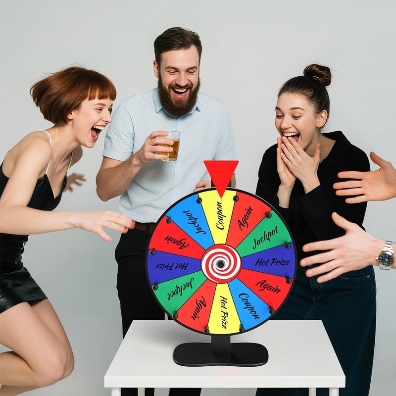 Retbtnm 12-Inch Color Prize Wheel, 12 Slot Editable Spinning Wheel with Dry Erase Board & Marker for Parties, Carnivals, Tradeshow Booths, Classroom Games​ - Image 5